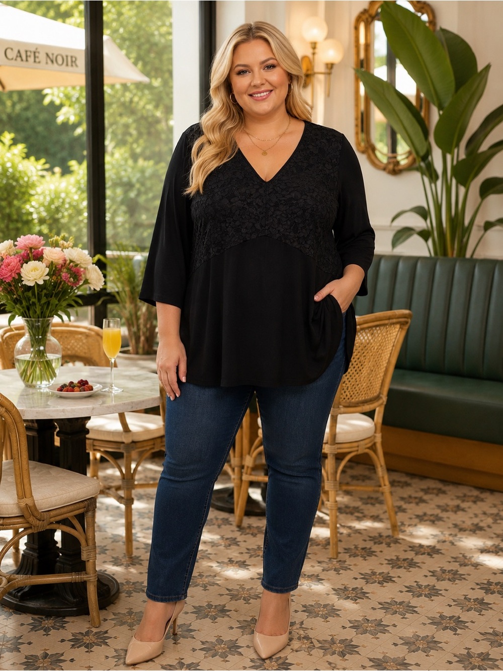 Torrid Black Lace Front Tunic